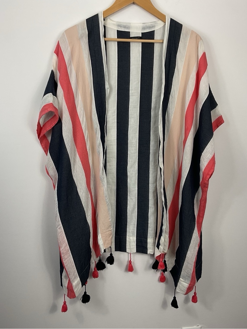 Ann Taylor Factory Striped Beach Kimono Cover Up Duster Womens One Size